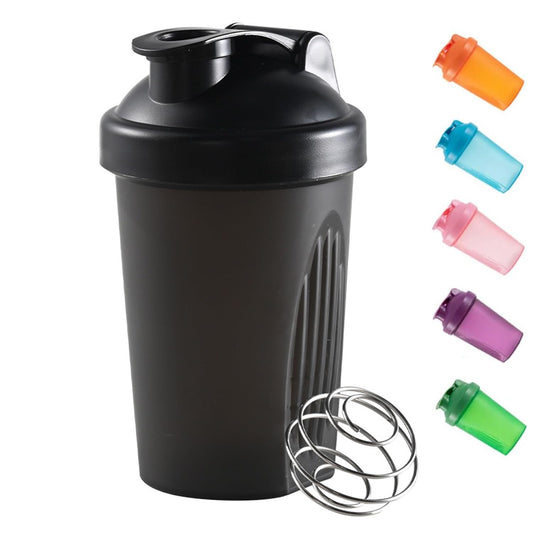 Protein Shaker 400ml mit Mixball auslaufsicher Schwarz