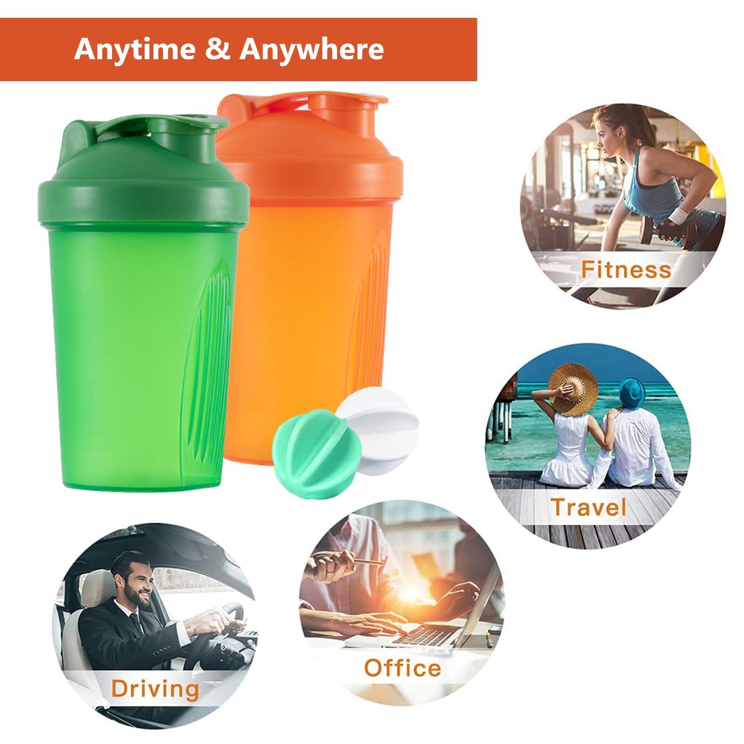 YAYAYOUNG Protein Shaker 400ml 2er Set BPA-frei
